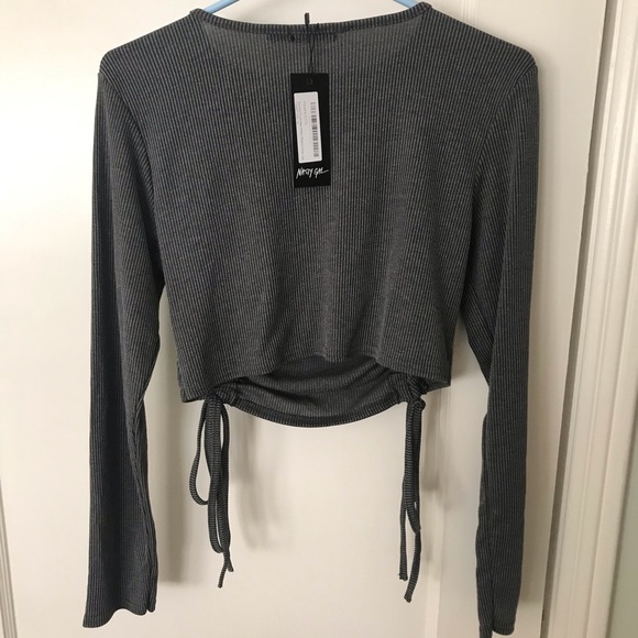 NWT NastyGal Ruched Crop Top in Gray - Picture 7 of 9